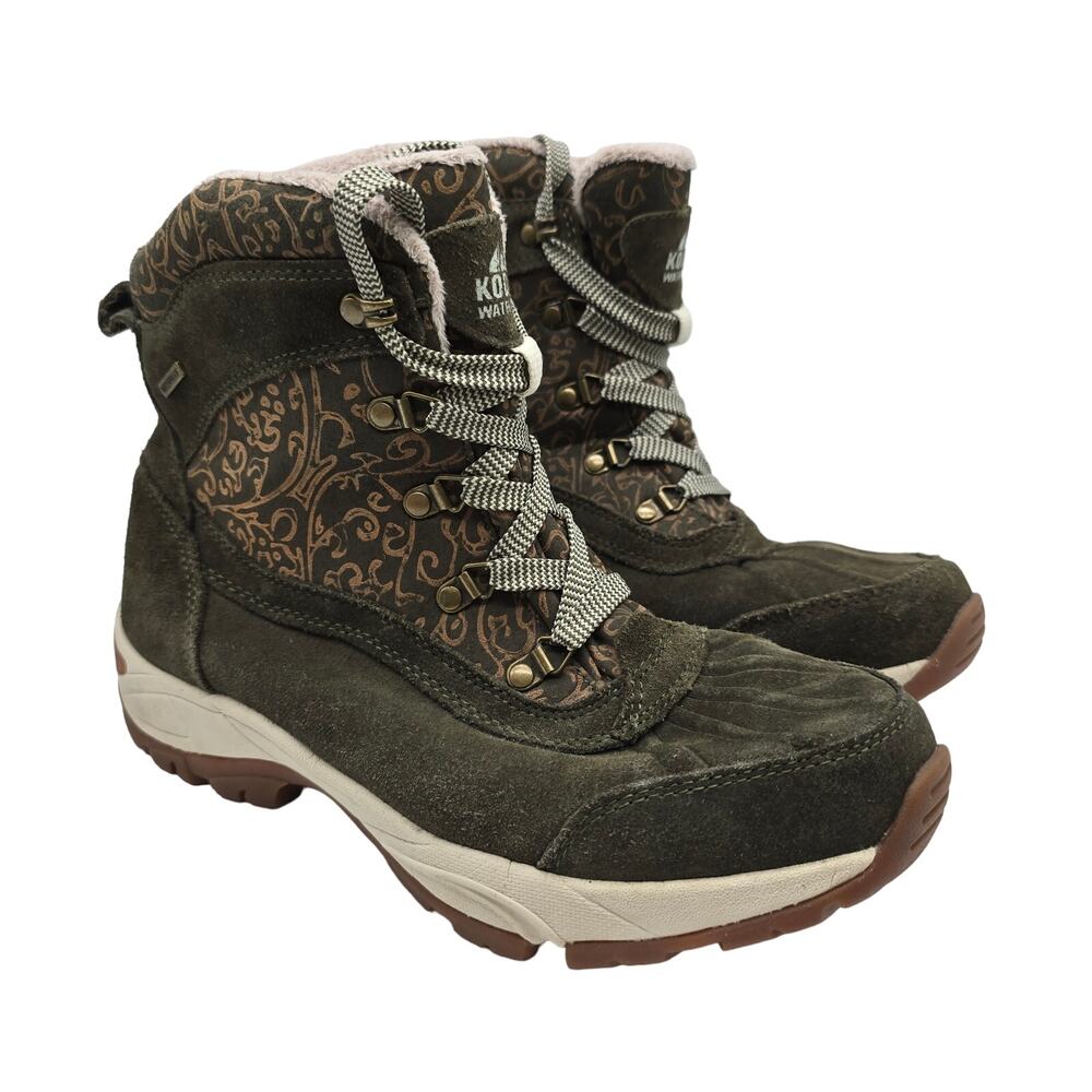 Kodiak Suede Leather Snow Boots Thinsulate Waterproof Winter Olive Green SZ 10